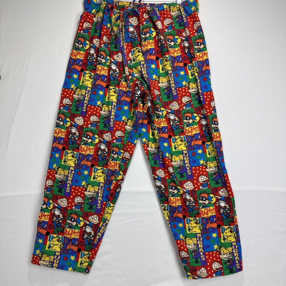 VTG Rugrats Lounge Pajama Pants Sz Medium Set drawstring's See Measurements - Picture 6 of 10